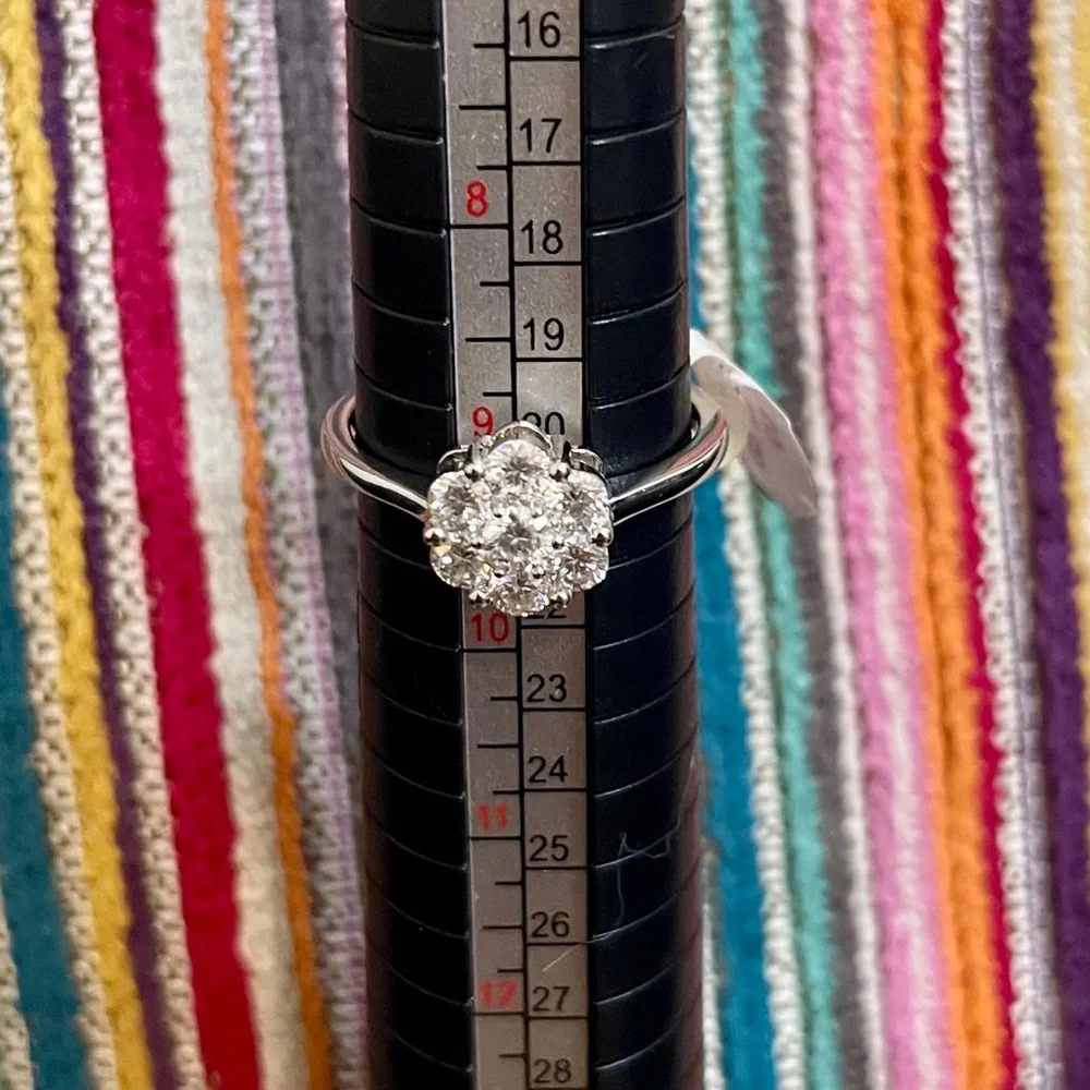 Moissanite Cluster Floral Ring Vintage Style in 925 Sterling Silver NWT Size 9